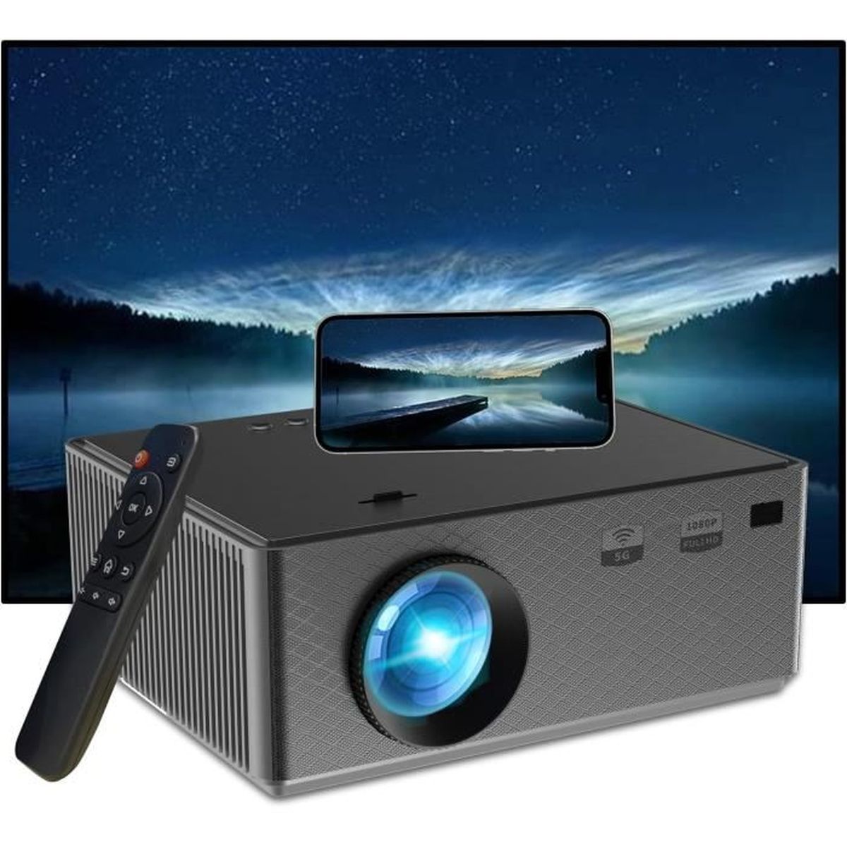 Vidéoprojecteur 5G WiFi Bluetooth Projecteur Projector, Full HD 1080P