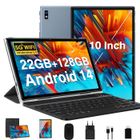 DEERTIME Tablette 10.1''- Android 14- 22GO RAM +128GO ROM (1TB TF)-Octa-Core-8000mAh -Widevine L1-WiFi-Avec clavier et souris