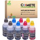 COMETE CONSOMMABLE 102 - Pack 8 bouteilles encre compatible pour Epson 102 Ecotank - Bouteille pour epson ecotank 102 ET-2700 ET-2750 ET-3700 ET-3750