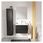 MOB-IN Ensemble meuble simple vasque décor chêne carbone 60cm + vasque + robinet + miroir + colonne L60 x H45 x P47 cm Décor Chêne Carbone
