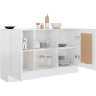 Buffet Blanc brillant 120x30,5x70 cm - VINGVO - Buffet bas - Porte(s) et tiroir(s) - Blanc - Brillant - Salon