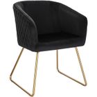 WOLTU Chaise de Salle à Manger Chaise de Cuisine Chaise Salon en Velours,Fauteuil Chaise Pieds en métal doré,Noir