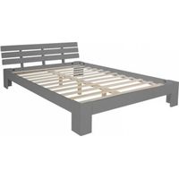Lit double lit futon en bois 160x200 lit pin gris cadre de lit bois massif - HomeStyle4U - 2038