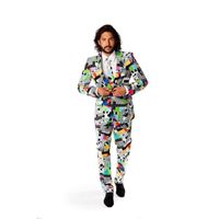 Costume Homme OppoSuits - Costume Homme avec cravate motif présentateur TV - Taille 48 - 100% Polyester