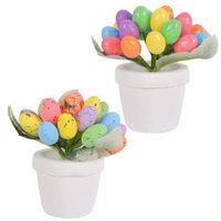 2 pots de pots à œufs de pâques de 12cm, pots de fleurs créatifs à œufs tachetés, décorations de pâques pour cour extérieure