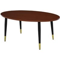 Table Basse Ovale HOMCOM - Aspect Teck Foncé - Multifonctionnelle - 100 x 60 x 42 cm