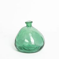 Vase Verre Recyclé 18 x 18 cm Forme Boule Déstructurée Transparent Vert  x 18 cm