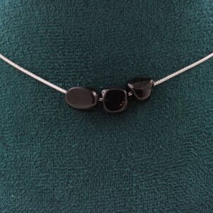Collier Femme 5 Perles Hypersthène D'Égypte - Chaîne Acier Inoxydable, Neuf Avec étiquettes