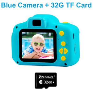 CAMÉSCOPE NUMÉRIQUE Carte de caméra bleue 32G - Mini Caméra Hd Pour Enfants, Appareil Photo Numérique, Jouets De Sport, Dessin An