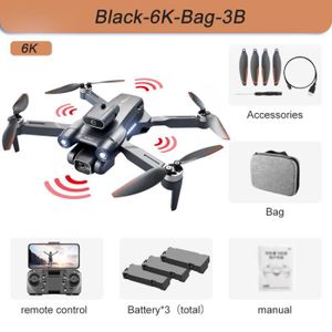 DRONE Sac noir 6K 3B - Drone RC professionnel 4K HD avec