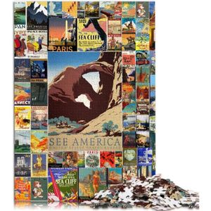 PUZZLE Jigsaw Puzzle Adulte Vintage Travel Wall Art 500 P