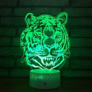 VEILLEUSE BÉBÉ AXZZ 3D tigre Lampe Illusion Optique LED Veilleuse Optiques Illusions Lampe de Nuit 7 Couleurs Tactile Lampe de Chevet Chambre T69