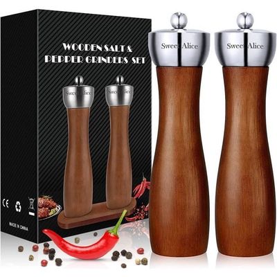 Moulin à Poivre BINHAI - Kit 2 Pièces En Bois De Chêne - Broyeur Céramique Réglable