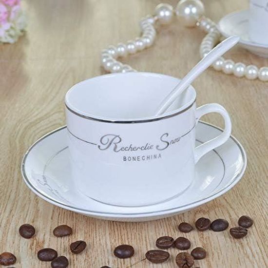 Tasse à Café Et Soucoupe En Métal Argenté Style Art Déco - Occasion Bon état