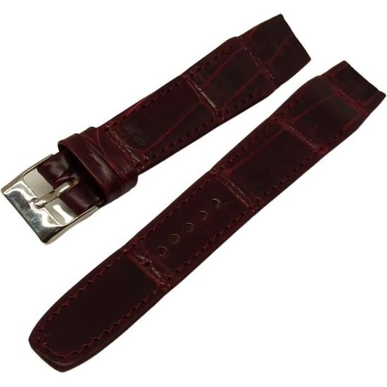 Bracelet De Montre Vintage FLEURUS - Cuir Crocodile, Anses Soudées 8mm - Marron Ou Gris
