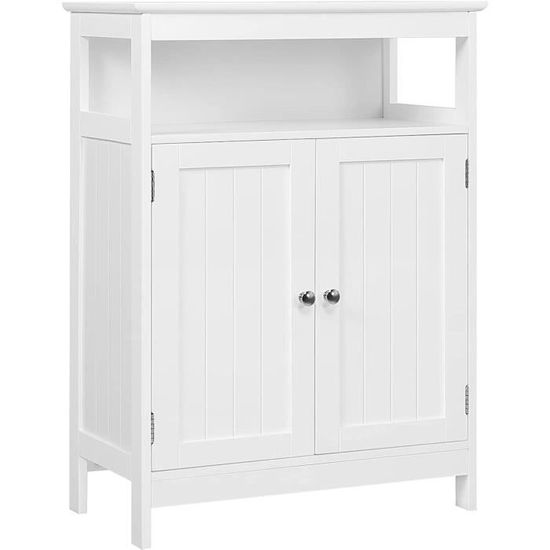 Meuble De Rangement Salle De Bain LIFEZEAL - 80 Cm De Haut, étagères Réglables, Design Moderne Noir Ou Blanc