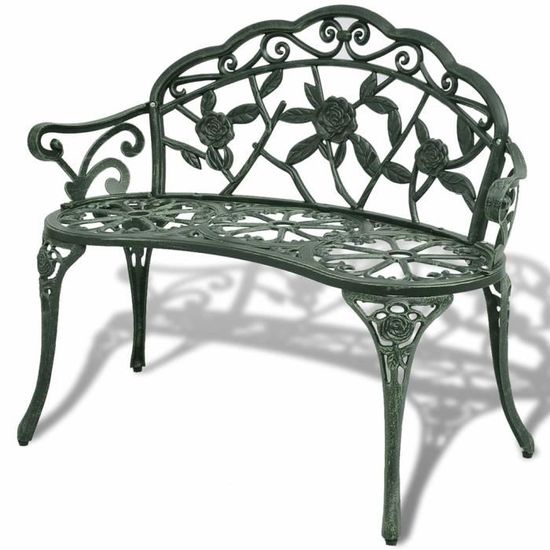 🎶3930Banc de jardin Chaise de jardin fauteuil de jardin 2-3 Places Style Contemporain Banquette - 100 cm Aluminium coulé Vert