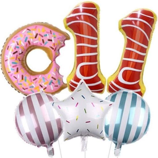 DIWULI Geburtstagsdeko Für 9 Jahre – Donut Luftballon Set, 5-teilig, Mit Aufblashalm