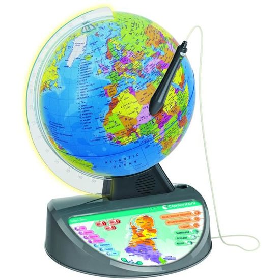 Clementoni jeu d'apprentissage globe terrestre interactif 32 x 43 cm bleu