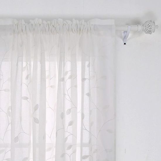 Lot De 2 Rideaux Semi-transparents Gris 183 Cm - Texturé Lin, Filtrage Lumière, Pour Salon Chambre - 5