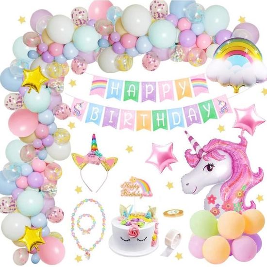 3 Ans Decoration Anniversaire Licorne Fille, Pastel Ballon Licorne Anniversaire Fille, Géants