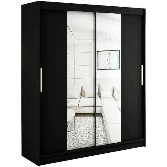 Armoire de Chambre KAIR T1 Noir 180 avec tiroirs avec 2 Portes