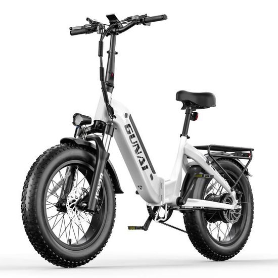 Vélo Électrique Pliable de Ville GUNAI GN20 - Blanc - 20" Fatbike - Batterie Samsung 48V 15Ah