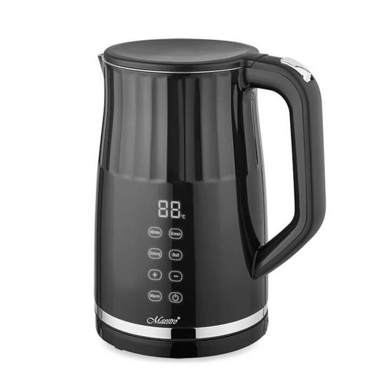 Bouilloire Électrique Huslog 1,7 L Tactile – 2200W, 5 Programmes, Temp 40-100°C, Maintien Au Chaud, Noir Inox