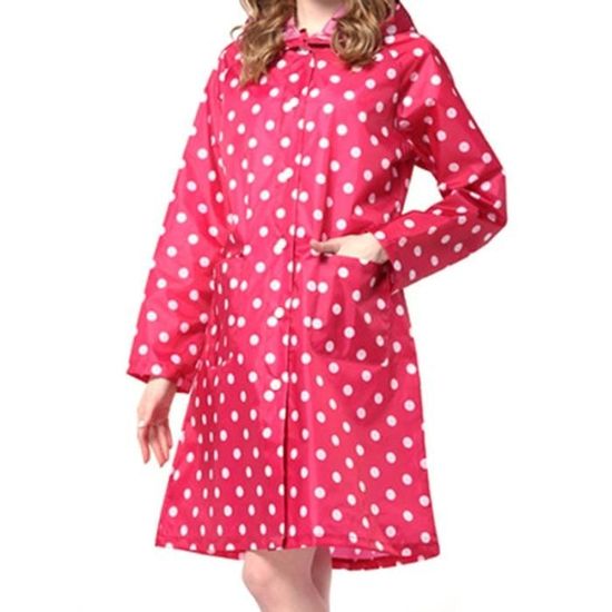 Manteau De Pluie Long Imperméable Pour Femme - Trench Coupe-vent Respirant, Avec Capuche Et Poches - Fermeture éclair Intégrale, Pliable Pour Voyage - 8