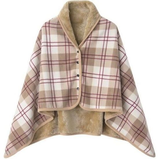 Poncho Polaire Femme RUIXIA Violet - Cape Courte Chaude Avec Boutons, Manches Longues
