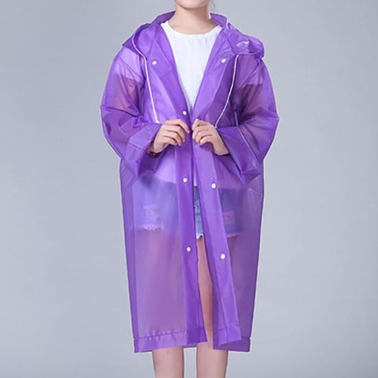 Poncho De Pluie Réutilisable 2 Pièces - EVA, Imperméable, Capuche, Pour Homme Et Femme