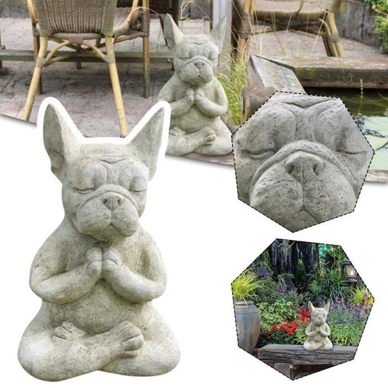 Statue De Chien Bouddha En Résine - 4,72 Pouces, Résistante Aux Intempéries | Décoration Jardin Zen, Mignonne Et Drôle - 3