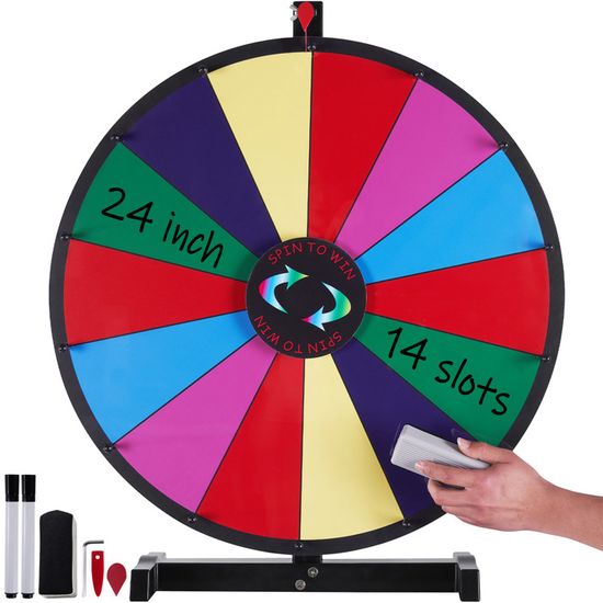 VEVOR Roue De Loterie 457 Mm Effaçable à Sec - Roue De Fortune 14 Emplacements Avec Rotation Douce, Idéale Pour Fêtes, Salon, Carnaval Et Jeux Bingo