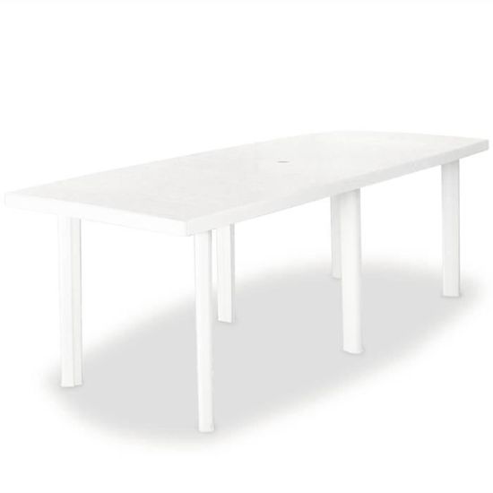 Table de jardin rectangulaire en pvc - Blanc - 210 x 96 x 72 cm