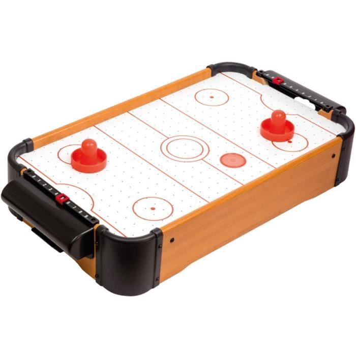 Mister Gadget MG3260 Jeu de table Air Hockey Avec 2 poussoirs 2 palets et 2 compteurs Bois plastique Marron blanc rouge H10x30,5x56c