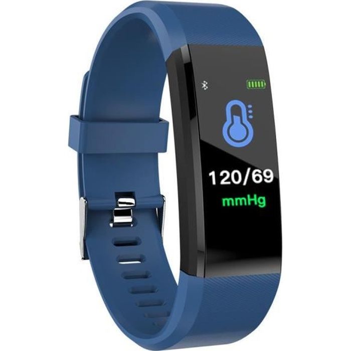 Fitness Montre Intelligente Fréquence Cardiaque Tracker Activité pour les Femmes/Hommes/Enfants Android iOS étanche IP67 -BLEU