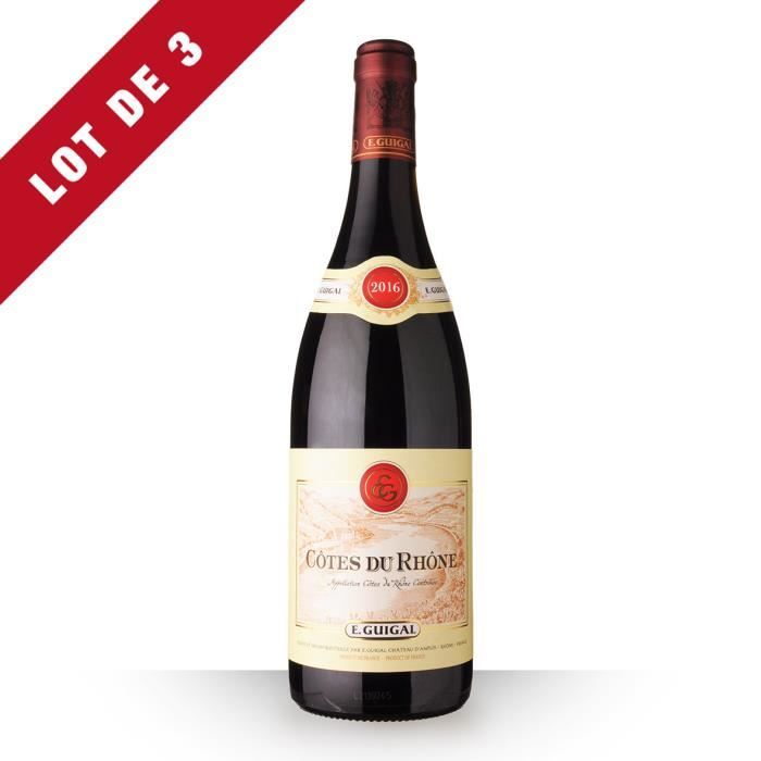 Lot de 3 - Guigal 2016 AOC Côtes du Rhône - 3x75cl - Vin Rouge