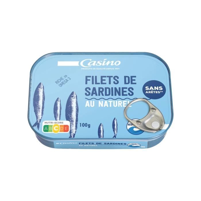 Filets de sardines au naturel Casino - 100g