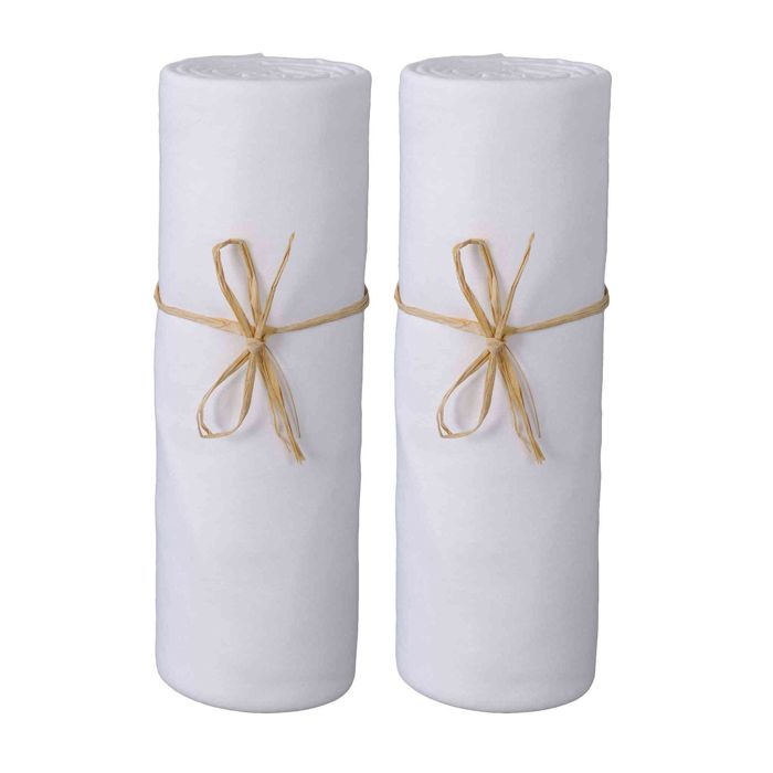 P'tit Basile - Lot x2 draps housse jersey lit berceau cododo cosleeping nacelle 100% coton Bio - 50x80 cm blanc/ blanc