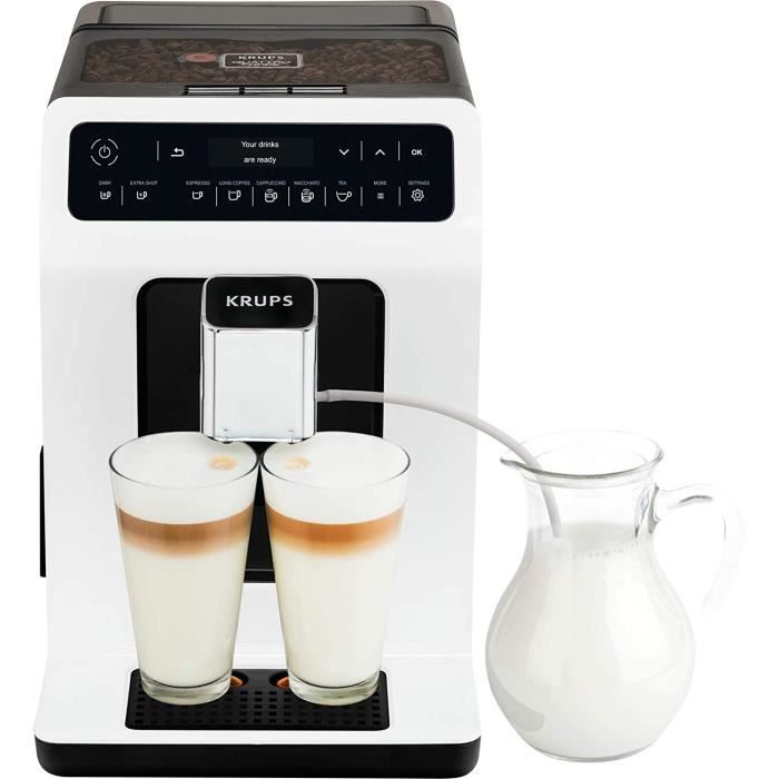 Krups Evidence Machine à café à grain Machine à café broyeur grain Cafetière expresso Cappuccino Espresso 15 boissons 2 tasses simul