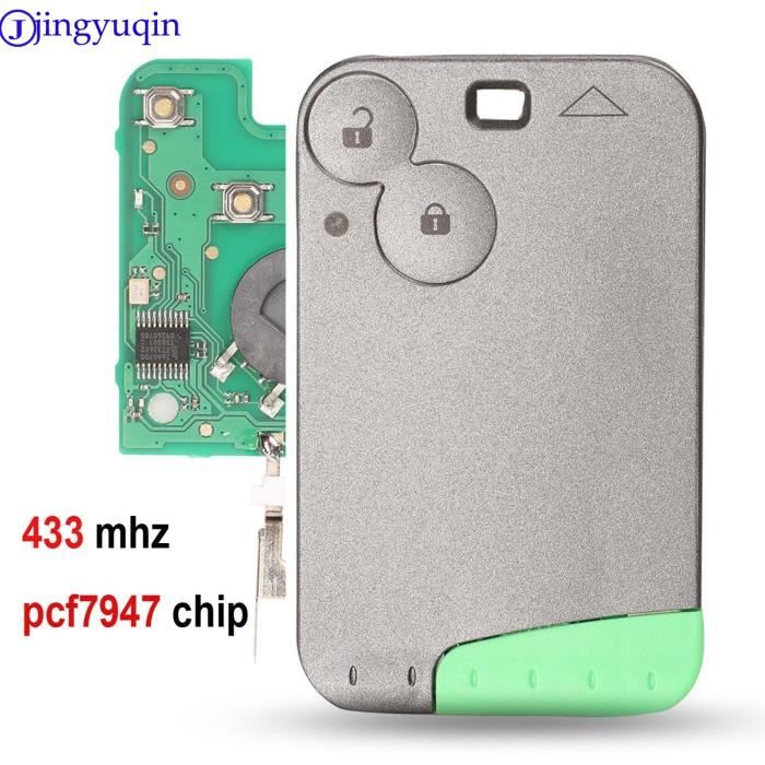 Coque clé,Jingyuqin 433 MHz Pcf7947 puce 2 bouton carte à distance clé de voiture intelligente pour Renault Laguna avec lame de clé