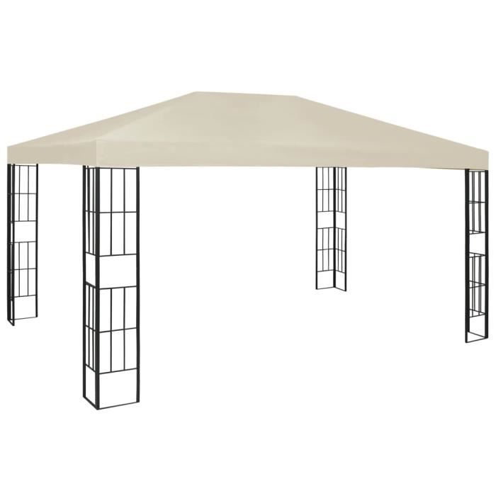 AYNEFY Tonnelle avec guirlande lumineuse 3x4 m Crème