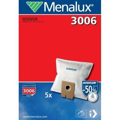 Menalux 3006 Lot de 4 sacs Duraflow pour aspirateurs Hoover / Freespace EVO (Import Allemagne)
