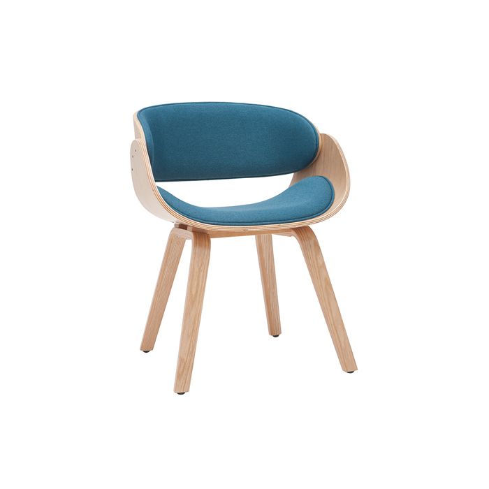 Miliboo - Chaise design tissu bleu canard et bois clair BENT
