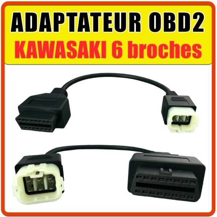 Prise OBD2 pour KAWASAKI 6 broches - Diagnostic moto - JPDIAG TUNE ECU