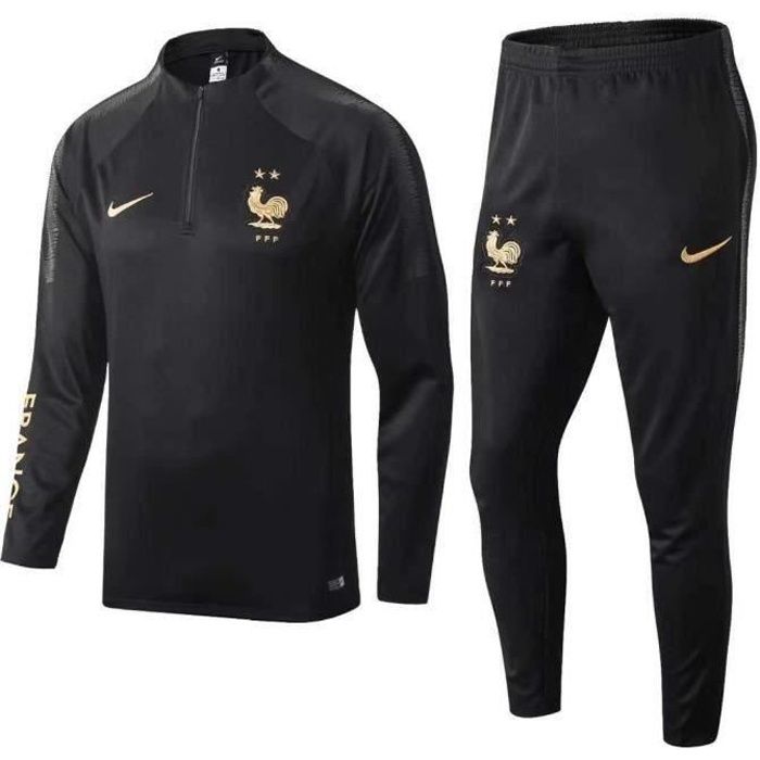 Survêtements Foot Homme Equipe de France Maillot Foot Adulte Survêtements Foot Noir