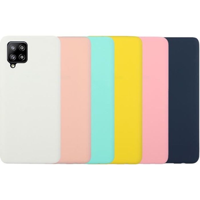 Lot de 6 Coque Samsung Galaxy A12 Étui Silicone Souple et Fin Housse Blanc Orange Bleu Ciel Jaune Rose Bleu Foncé