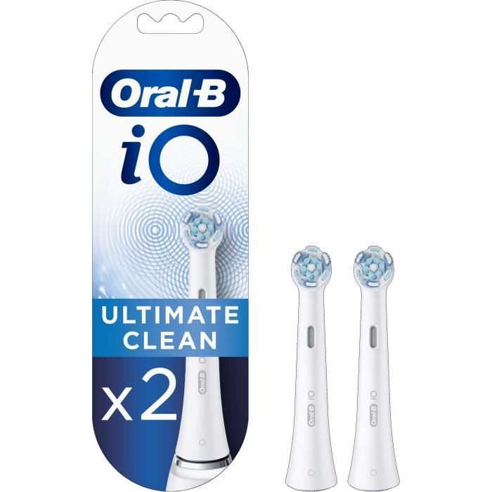 Oral-B iO Ultimate Clean Brossettes de Rechange, Brosse à Dents Électrique Jusqu’à 100 % d’élimination plaque dentaire, Pack X2