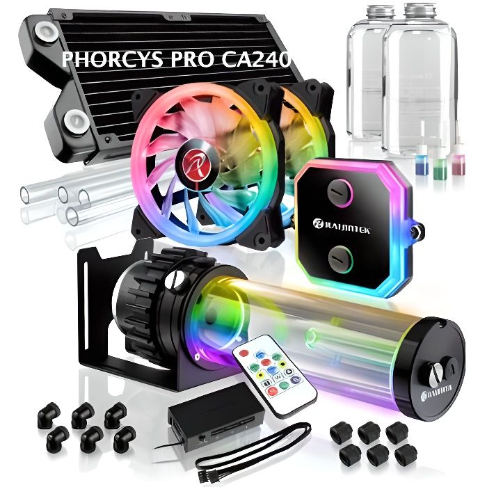 Raijintek Phorcys Pro CA240 - Kit de watercooling à rétroéclairage RGB pour processeur Intel LGA