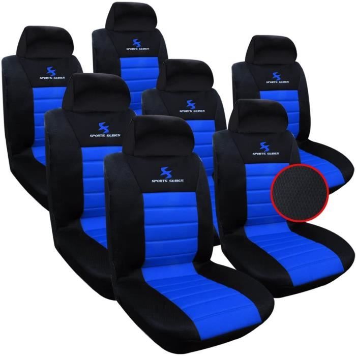 WOLTU Housse de siège de Voiture Universelle pour 7 sièges,Noir Bleu